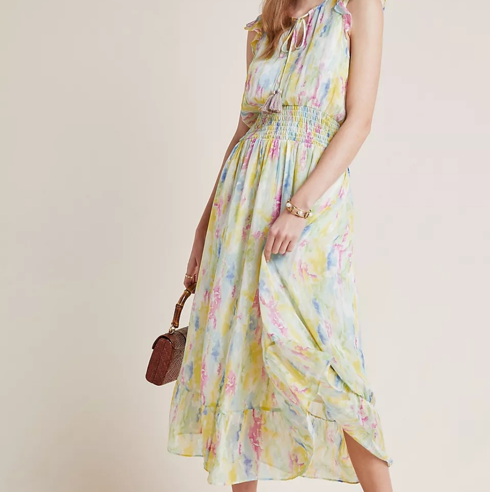 BY|ANTHROPOLOGIE WATERCOLOR MAXI DRESS - Picture 2 of 14